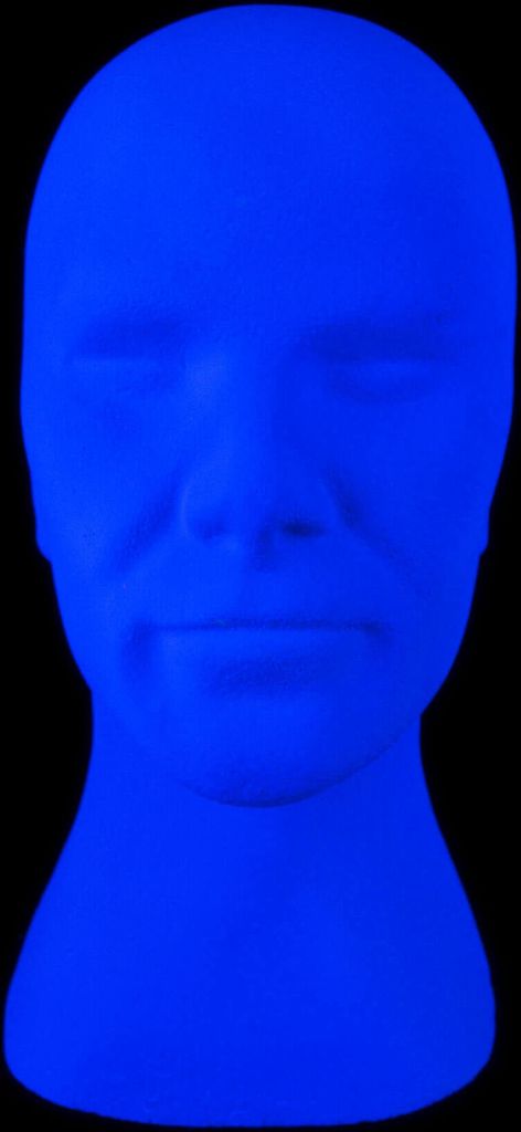 PSYWORK Schwarzlicht Deko Kopf "Glowhead" Blau