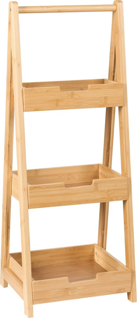 BELIANI Badregal Hellbraun aus Bambusholz mit 3 Fächern Stauraum Aufbewahrung Badezimmer