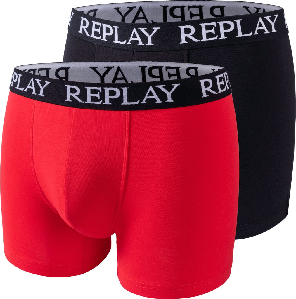 Replay 2er Pack - Herren Boxershorts aus Baumwolle, Unterhosen für Männer