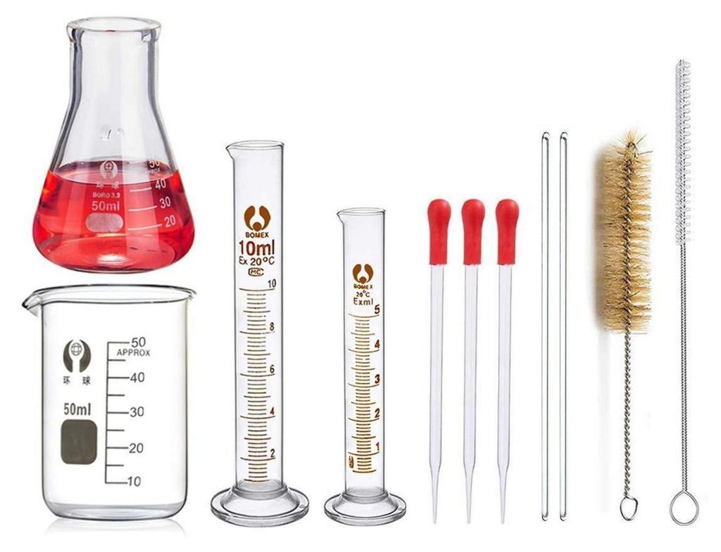 Sklenená laboratórna meracia súprava s Erlenmeyerovými Obrázok produktu 