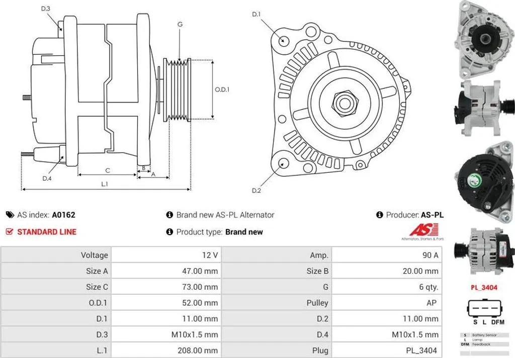 Alternateur 12V 120A - Résoudre les problèmes de charge Renault 0124510001