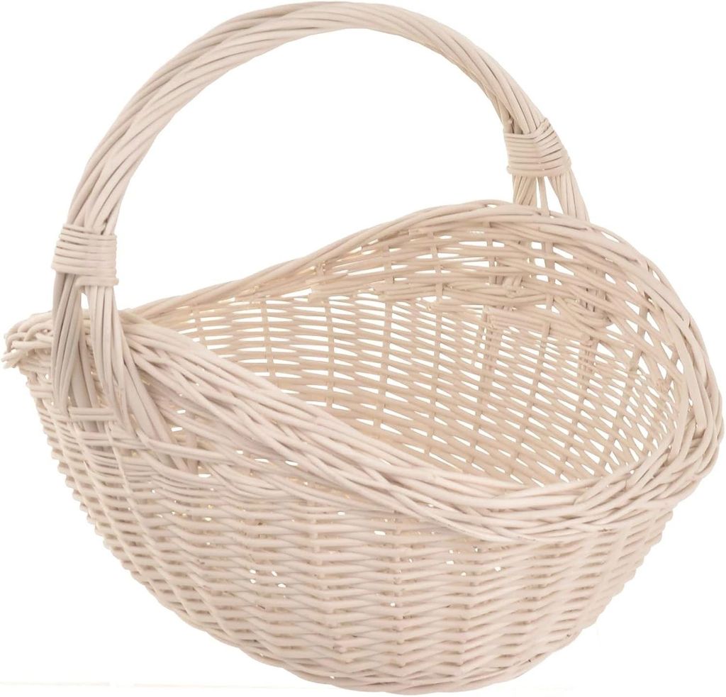 Geschenkkorb leer mit Henkel weiß Weidenkorb geflochten natur Ostern Präsentkorb L- 41cm