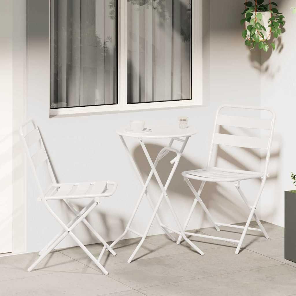 Maison Exclusive - Garten Bistro Set 3 pcs Weiß Stahl