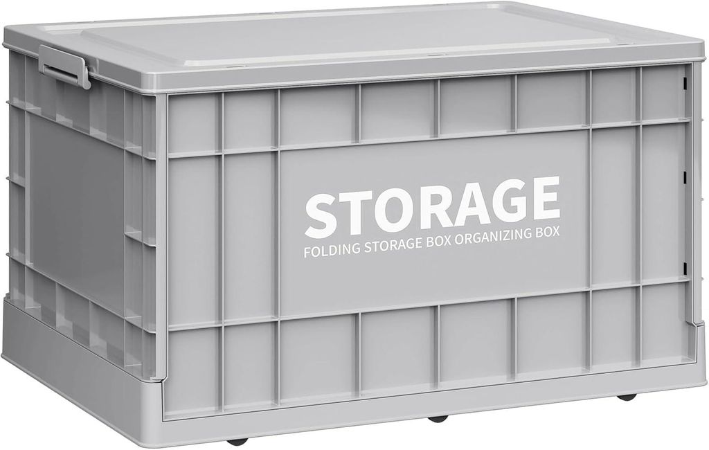 Faltbare Box mit Deckel, hohe Tragkraft, Transportbox, faltbare Aufbewahrungsbox, Campingbox, Kunststoff-Aufbewahrungsbehälter mit Deckel für Out...