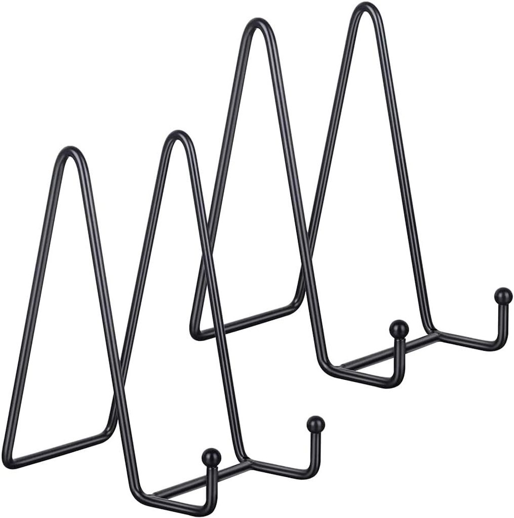 2-Stück Eisen Display Stand 6 Zoll schwarz Metall Platte Stand Easel Metall Fotorahmen für Foto-Kunst-Platten Bücher Bilder und Desktop-Kunstwer...