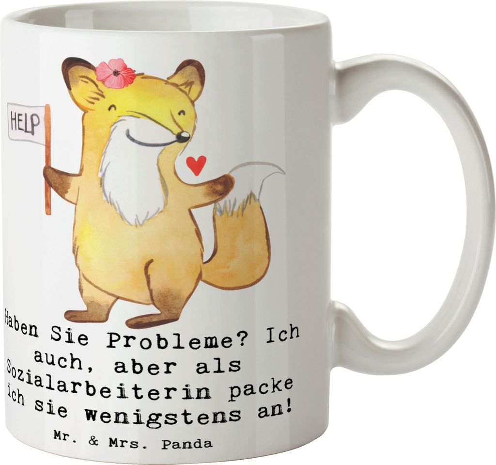Mr. & Mrs. Panda Kaffeebecher Sozialarbeiterin Probleme - Weiß - Geschenk, Beruf, Tasse, Humor, Kinder- und Jugendhilfe, Teetasse, Engagement, Ges...
