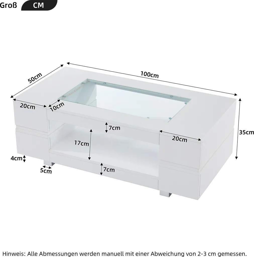 Sweiko Table Basse LED Blanche Bluetooth - Table de Salon Design Moderne - 8