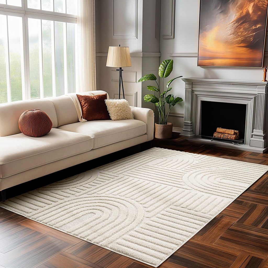 Homebyhome Hochflor Teppich Wohnzimmer Skandinavische Boho Produktbild 