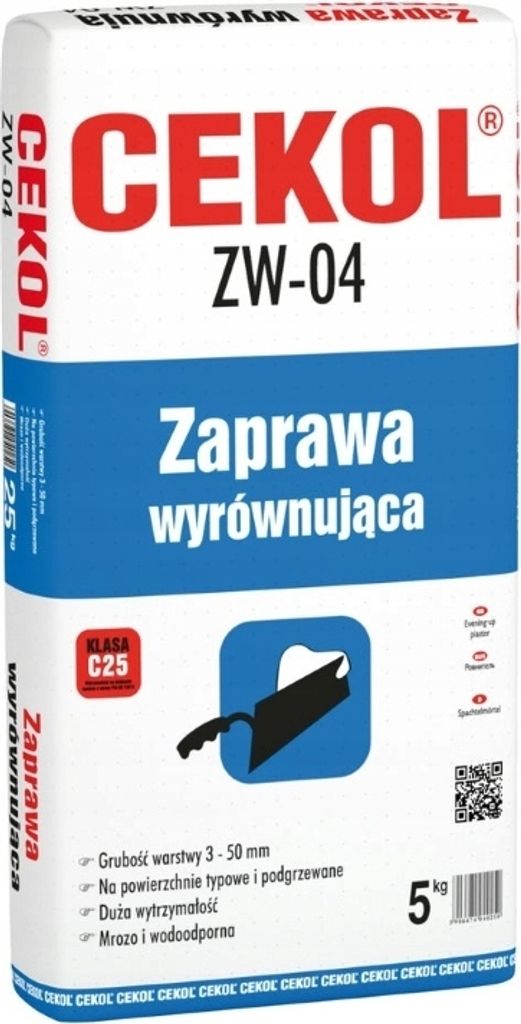A bag of CEKOL ZW-04 leveling mortar.