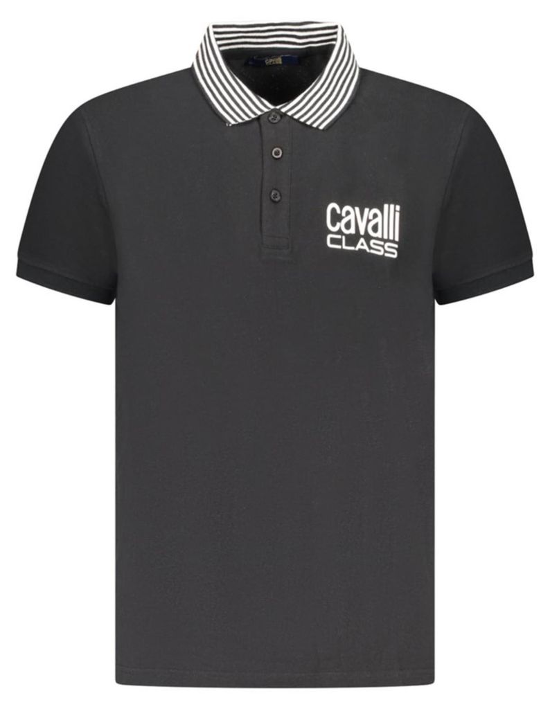 Cavalli Class Herren KURZARM-POLOSHIRT Schwarz TXT64EKB002_NE05051 : Größe - 2XL Größe: 2XL