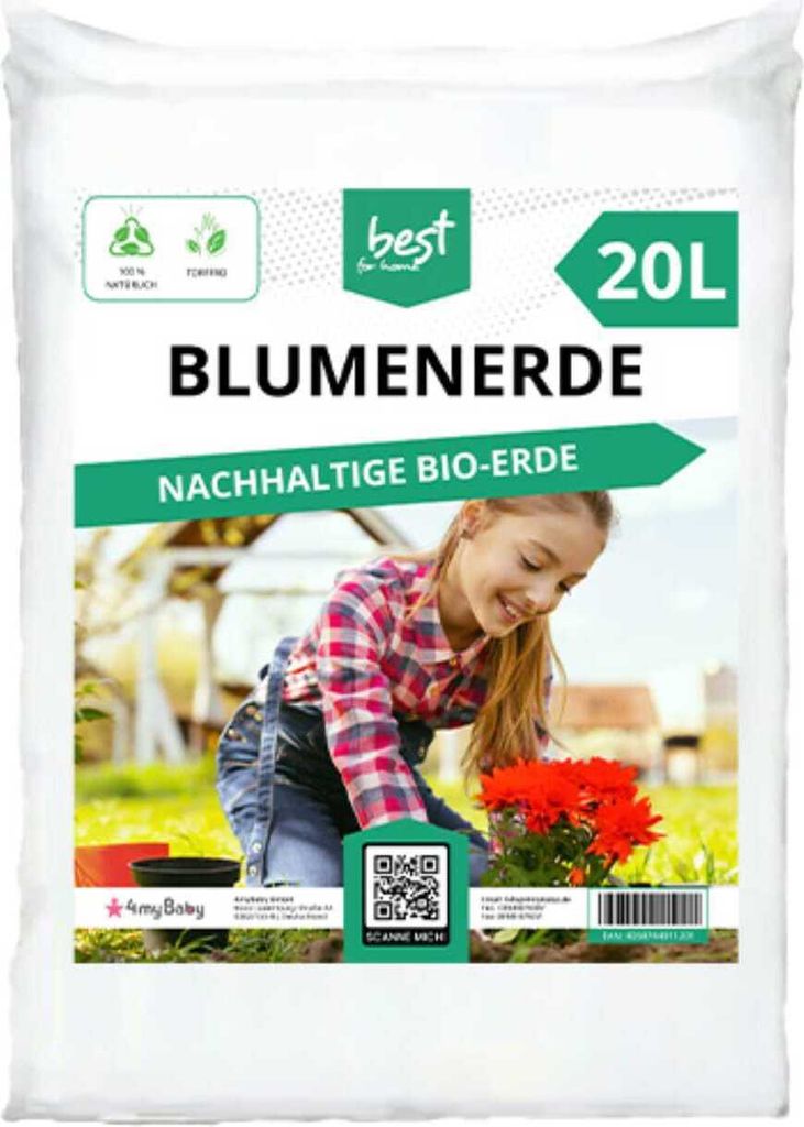 Best for Home - Blumenerde für Zimmer- und Balkonpflanzen, Gemüse, Obst und Kräuter. Torffrei, ideal für Blumenbeete und Kübel - 20 L