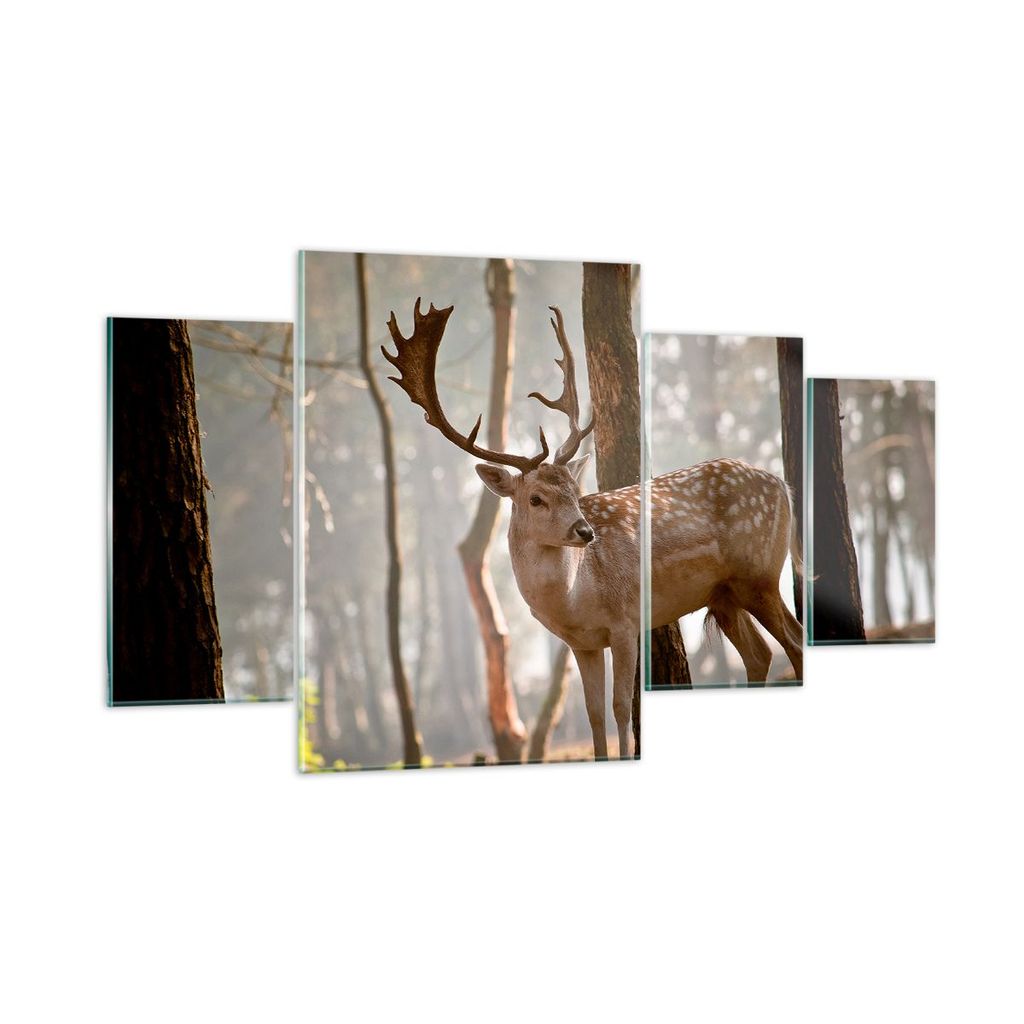 Bilder auf glas - Kitz Hirsch Tier wild - 160x90cm - Glasbilder - Wandbilder - Kunstdruck - zum Aufhängen bereit - Wanddekoration aus Glas - Glas ...