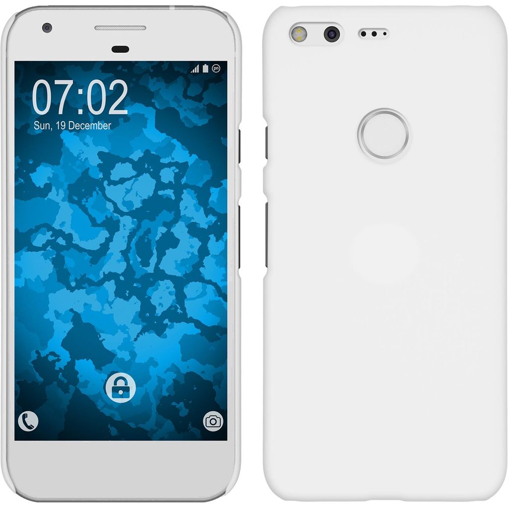PhoneNatic Case kompatibel mit Google Pixel XL - Hülle weiß gummiert Hard-case + 2 Schutzfolien