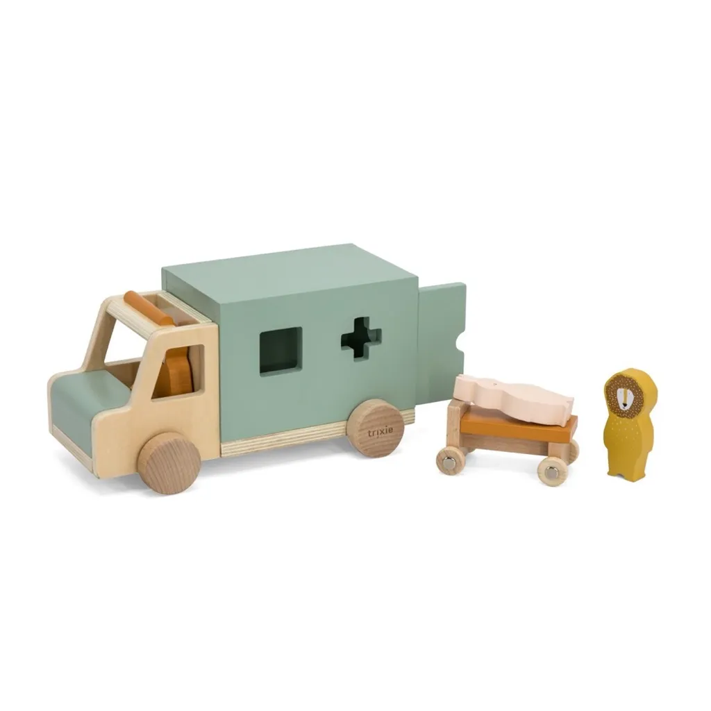 Ambulance animalière Trixie en bois - Jouet d'éveil pour enfant 28 cm