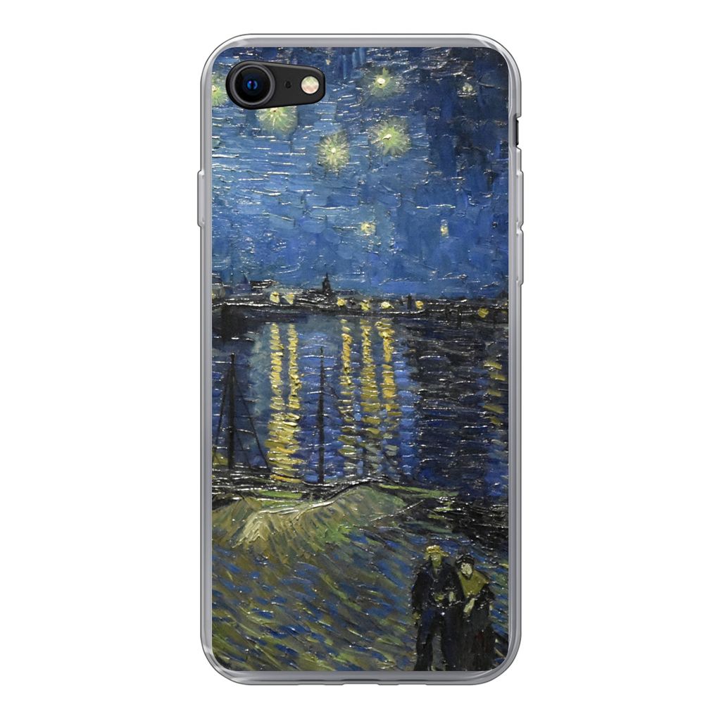 MuchoWow Handyhülle Schutzhülle Hülle für iPhone 8 Sternennacht über dem Orsay Paris - Vincent Van Gogh Silikon Softcase Handy Hülle - Schu...