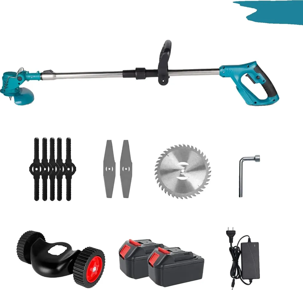Rasaerba a batteria, design leggero, opzioni di lama versatili, batteria blu 2