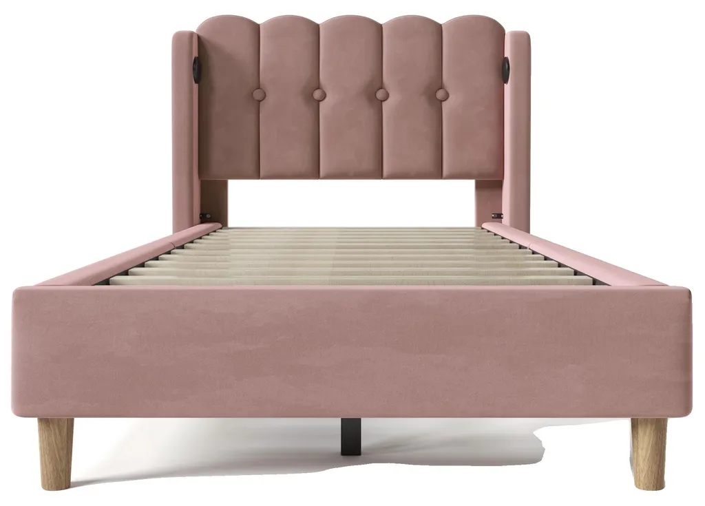 Lit rose 90x200 velours : fini les câbles trop courts grâce à l'USB