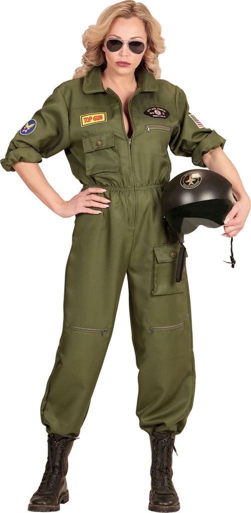 Kampfjet Pilotin Damen Kostüm - Jet Verkleidung Kampffliegerin XL - 46/48