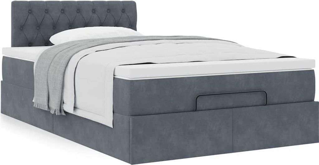 Maison Exclusive - Ottoman-Bett mit Matratze Dunkelgrau 120x190 cm Samt