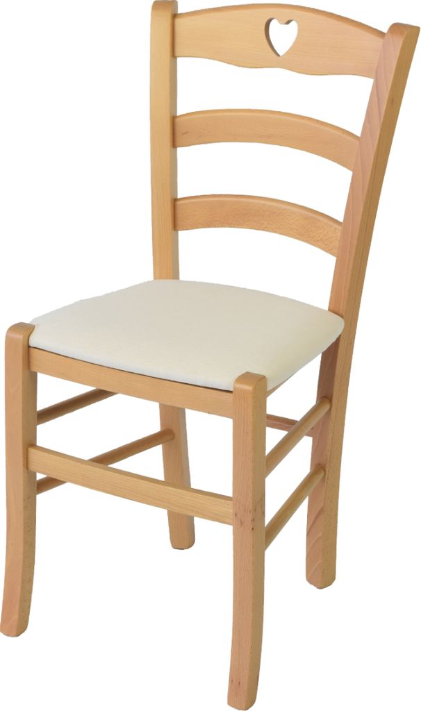 t m c s Tommychairs - Stuhl CUORE für Küche und Esszimmer, Robuste Struktur aus lackiertem Buchenholz im Farbton Naturfarben und gepolsterte Sitz...