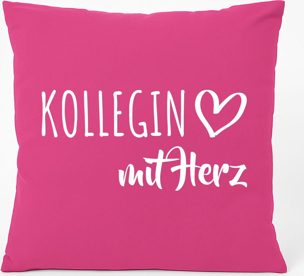 Huuraa Kissen Kollegin mit Herz 40x40cm mit Füllung Fuchsia Baumwolle Dekokissen Geschenkidee