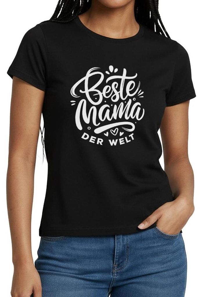 Spreadshirt Beste Mama Der Welt | Mami Geschenk Frauen T-Shirt, S, Schwarz
