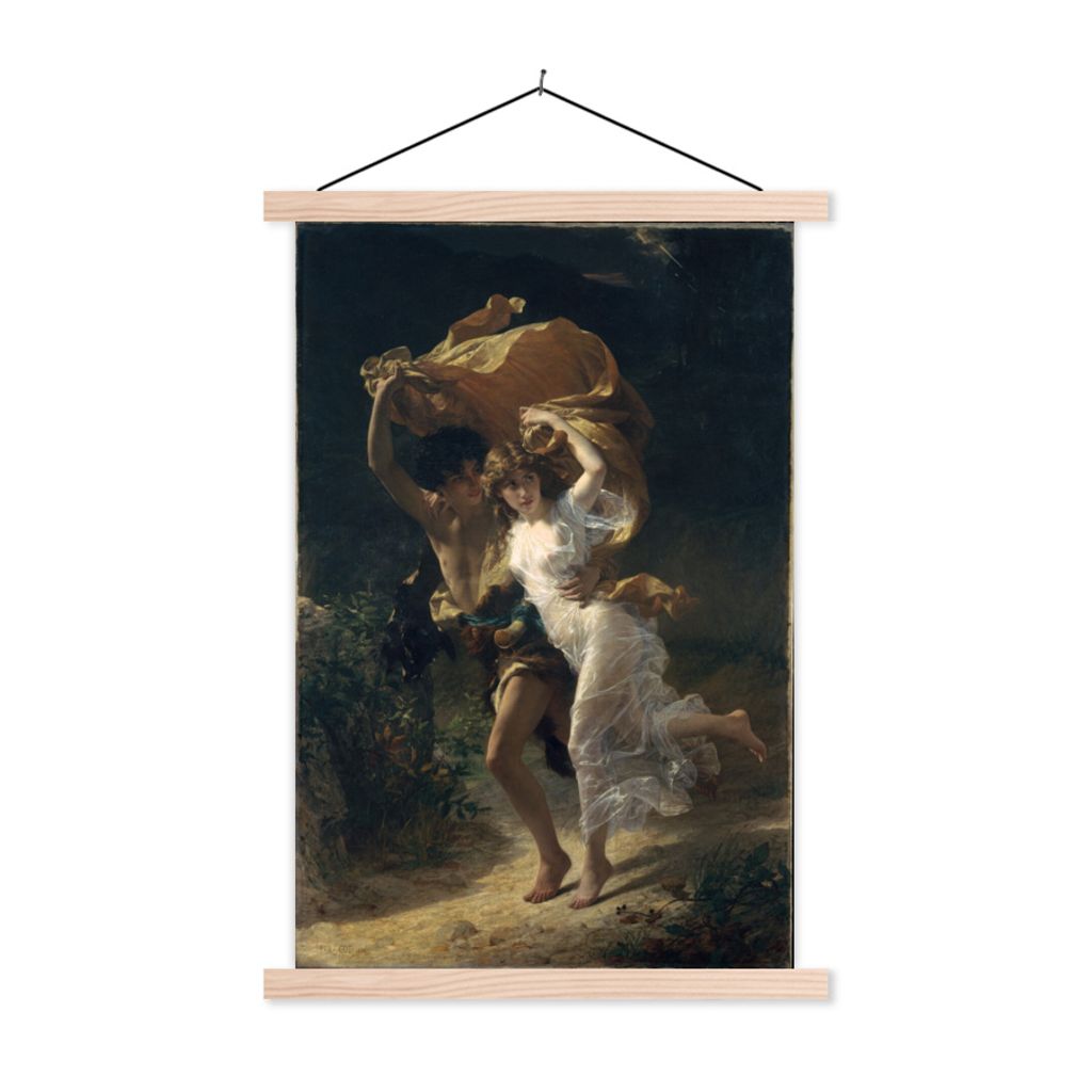 MuchoWow Textilposter Pierre-Auguste Cot - Gemälde - Der Sturm 60x90 cm mit holzfarbenen Rahmen - Textil