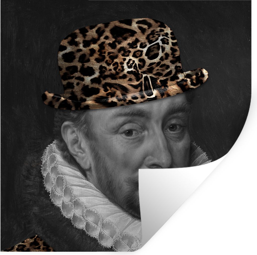 MuchoWow Wandtattoo Wandsticker Wandaufkleber Kunst - Wilhelm von Oranien - Pantherdruck 50x50 cm Selbstklebend und Repositionierbar - Selbstkleb...