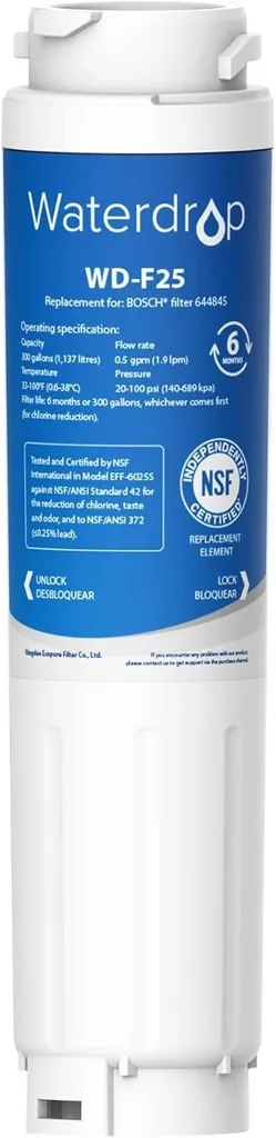 Filtro acqua per frigorifero Waterdrop WD-F25 Compatibile con Bosch Ultra Clarity 644845, frigorifero Siemens Bosch 9000077104 740560 (1)