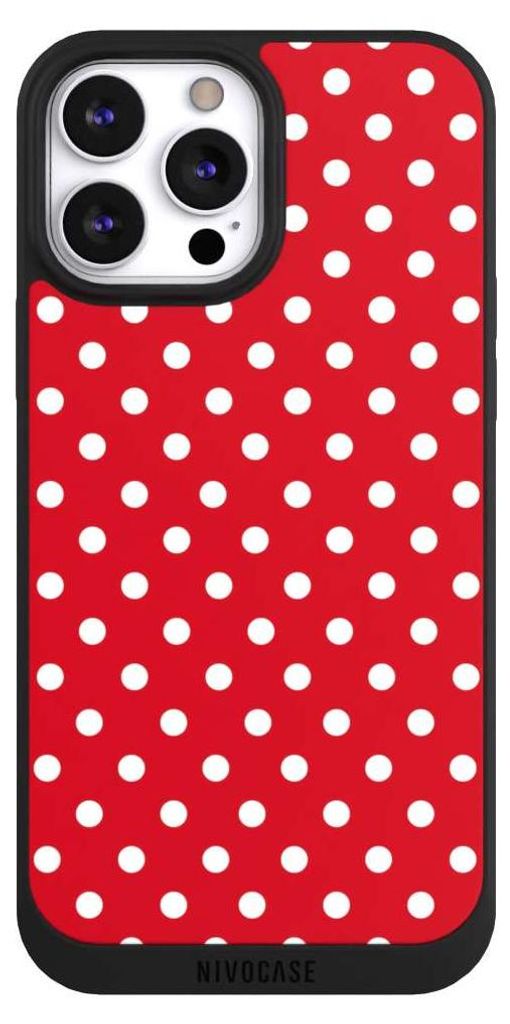 NIVOCASE Handyhülle für Apple iPhone 13 Pro Max Hülle NIVOpure Case Schwarz Polka Dots Punkte Retro