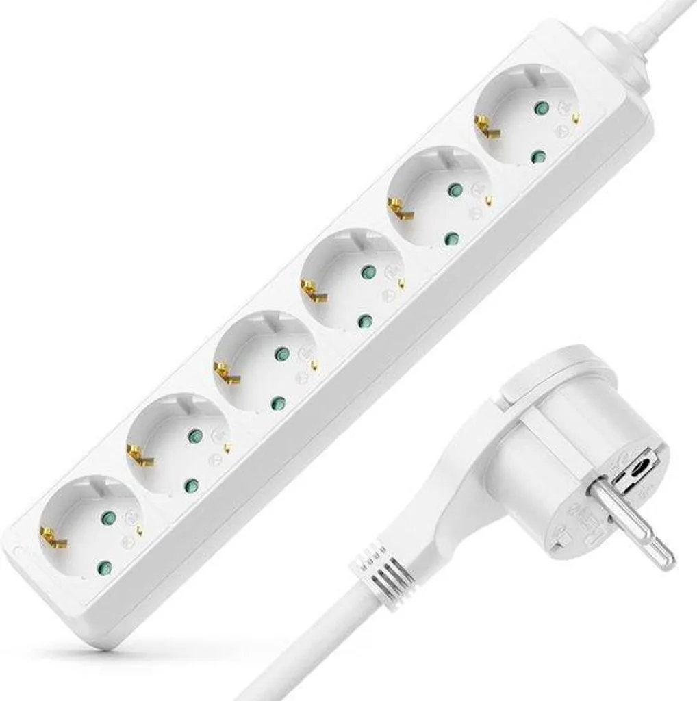 Multiprise robuste 6 prises avec câble de 30m blanc - Rallonge XL