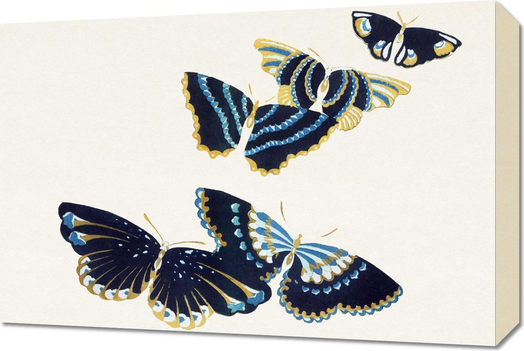 Bild 60x40cm Schmetterling 17, Japanisches Vintage Sekka für das Wohnzimmer