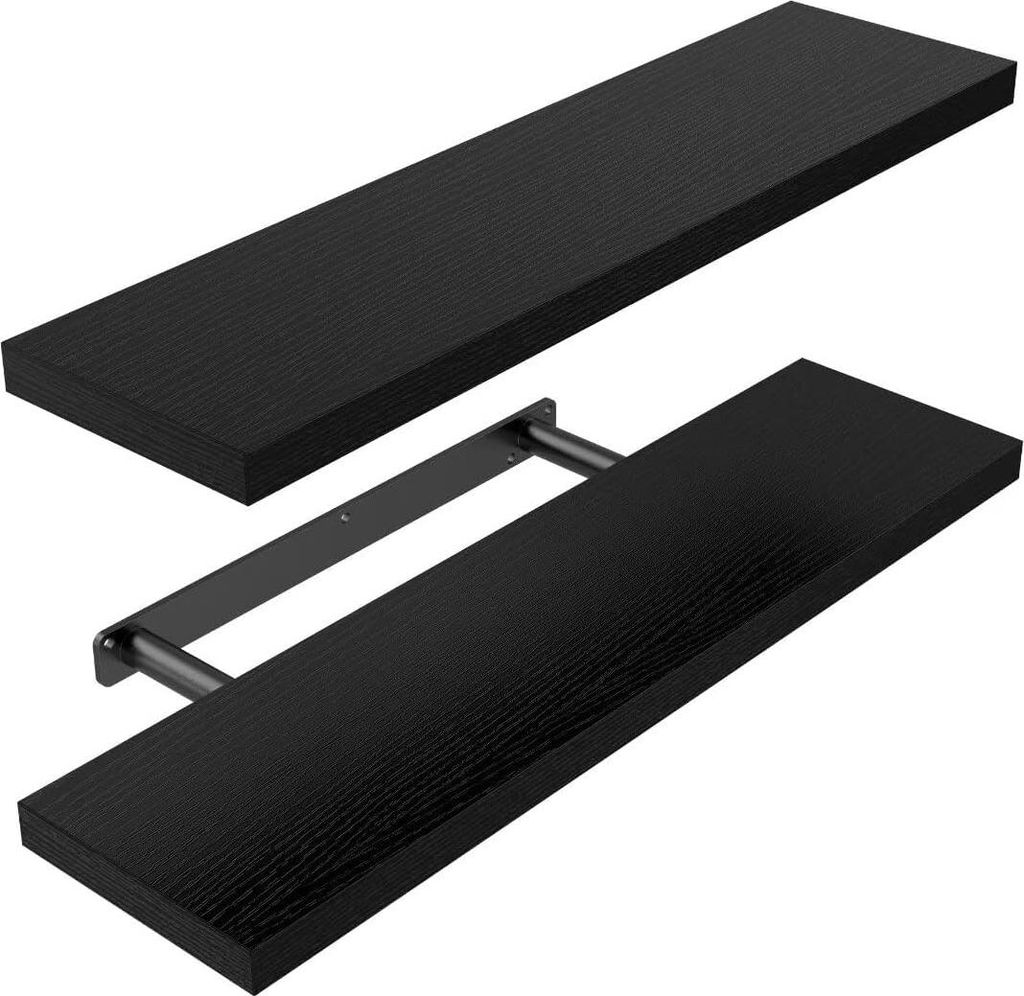 Schwarze Holz-Wandregale 60cm - dekorative Regale mit großem Stauraum - Schlafzimmer Büro Wohnzimmer