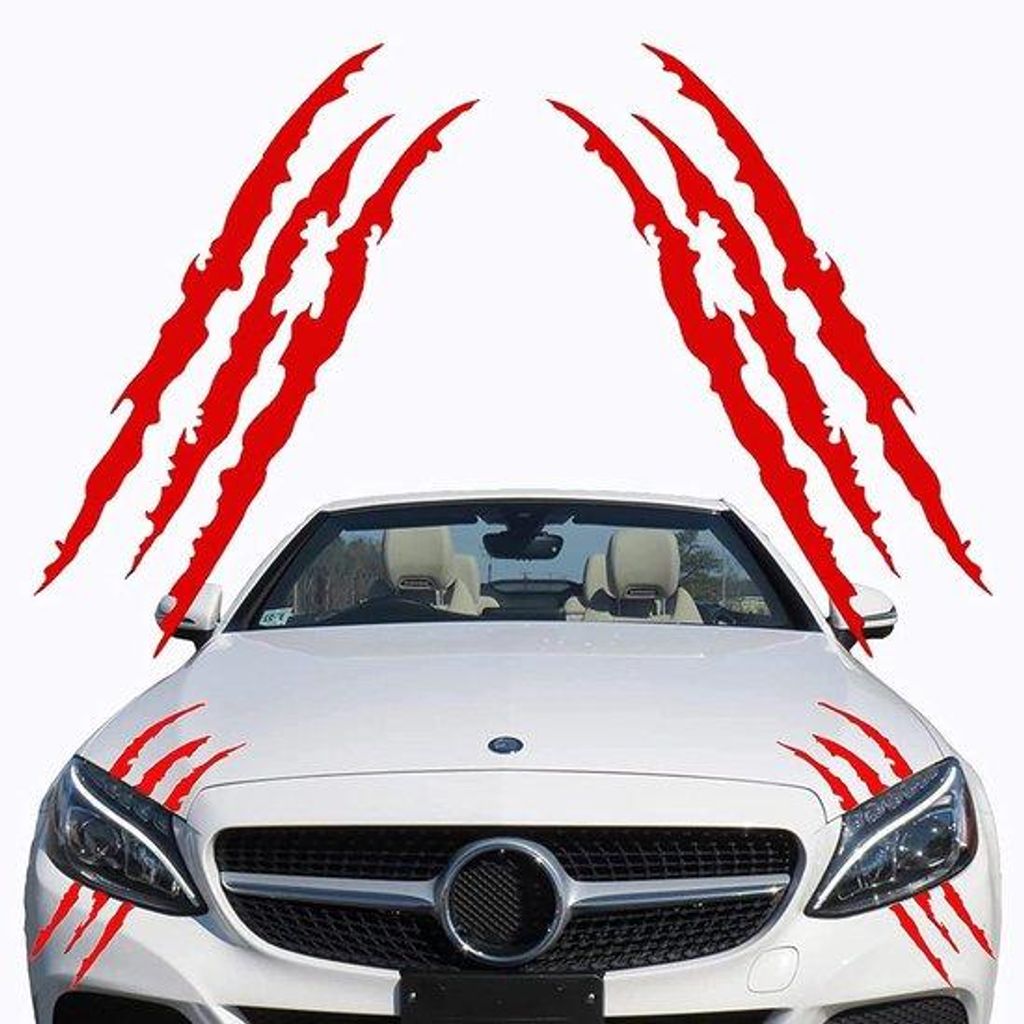 Autostickers mit Monsterklauen in Rot - Wasserfestes Vinyl - 2er-Pack