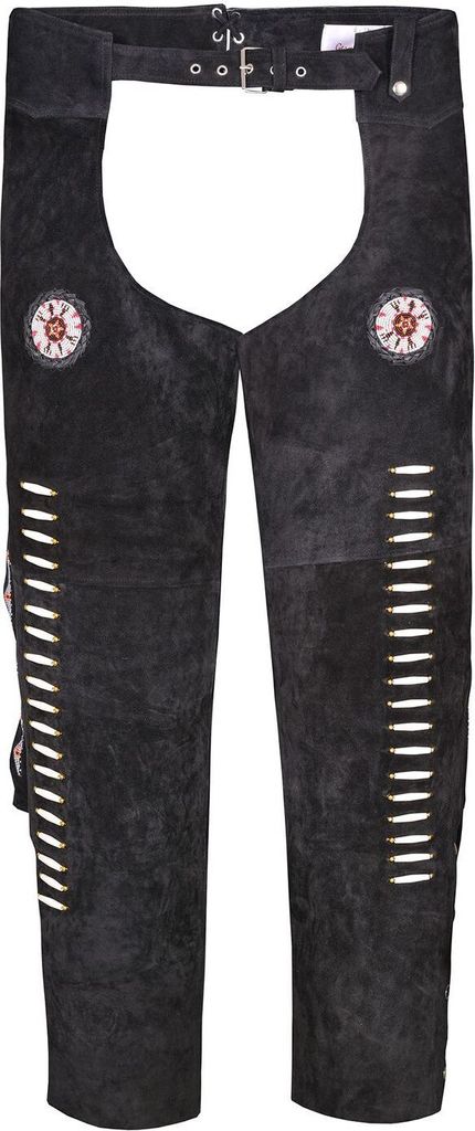 Chaps Fransenhose Reiter Cowboy Western Lederchaps Lederhose, Größe:54/XL, Farbe:Schwarz