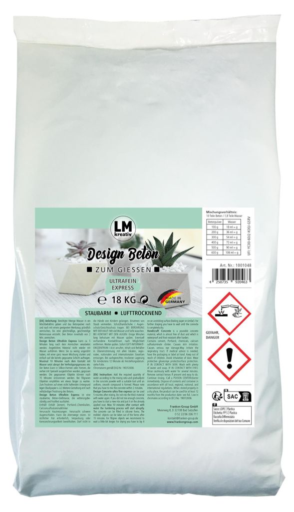 LM-Kreativ Design Beton Ultrafein Express 18 kg – Gießmasse Produktbild 