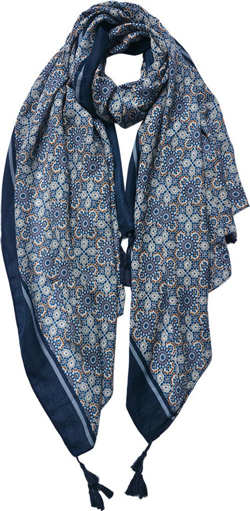 Clayre & Eef Gemusterter Damenschal 90x180 cm Blau Beige Synthetisch