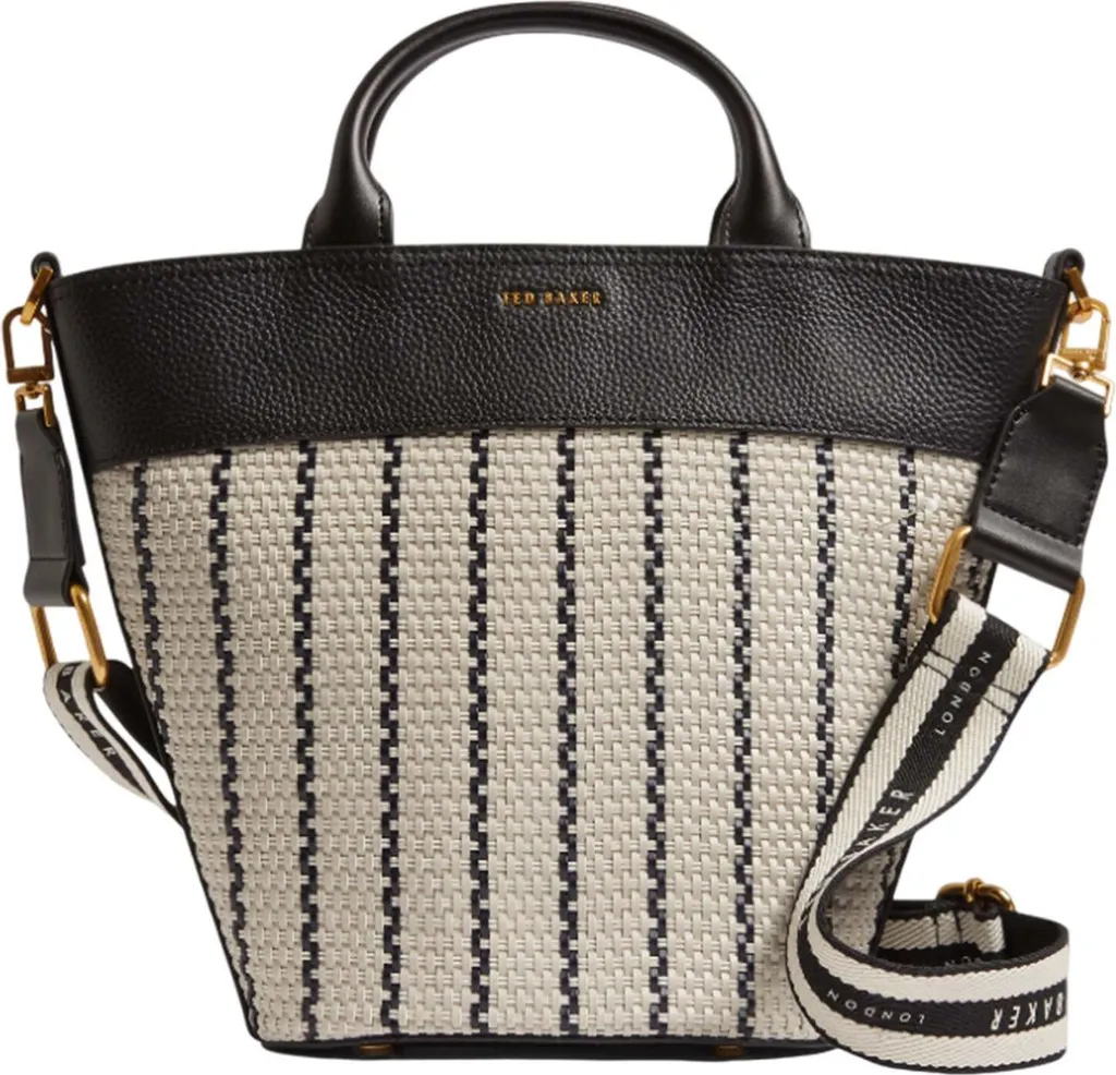 Sac bandoulière Ted Baker Riveri en cuir tissé bleu marine et noir