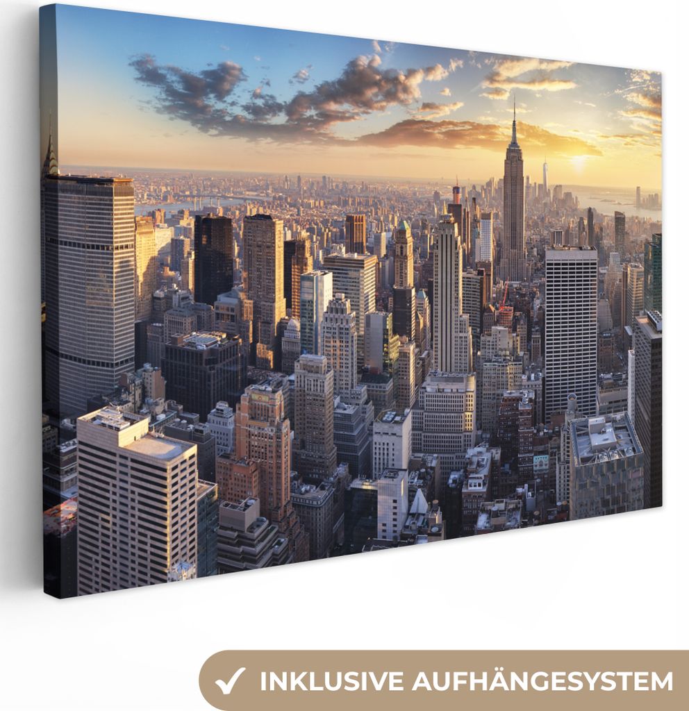 OneMillionCanvasses - Leinwandbilder - 150x100 cm, New York - Skyline - Wolken, Wandbilder Kunstdruck Wanddekoration