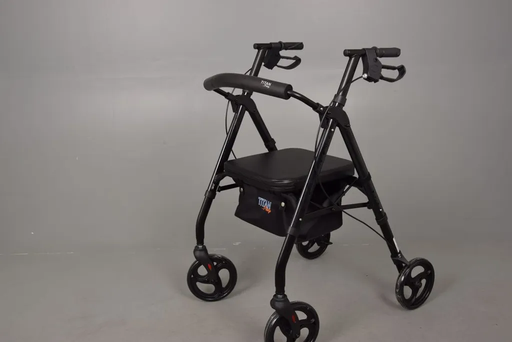 Déambulateur Rollator 4 roues léger TITAN Prestige aluminium noir