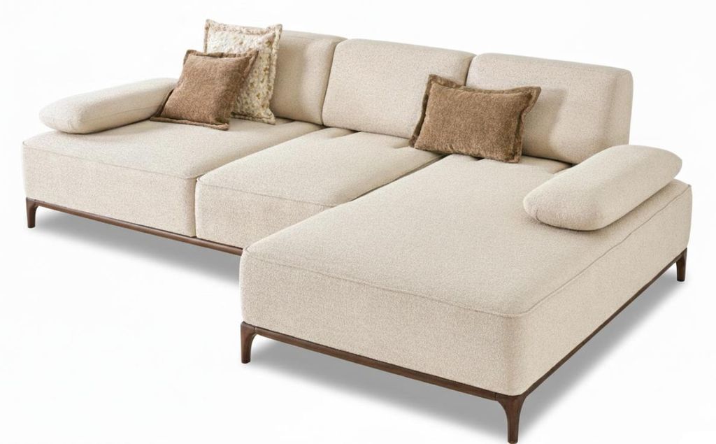 Wohnzimmer Set Modern Weiß Ecksofa 3-Sitzer Sofa Designer-Set Stoff