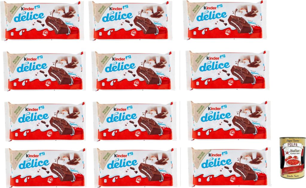 Kinder Delice CACAO Milchschnitte 120er Pack (120 x 39 g) Kuchen Snack Pausensnack + Italian Gourmet polpa 400g