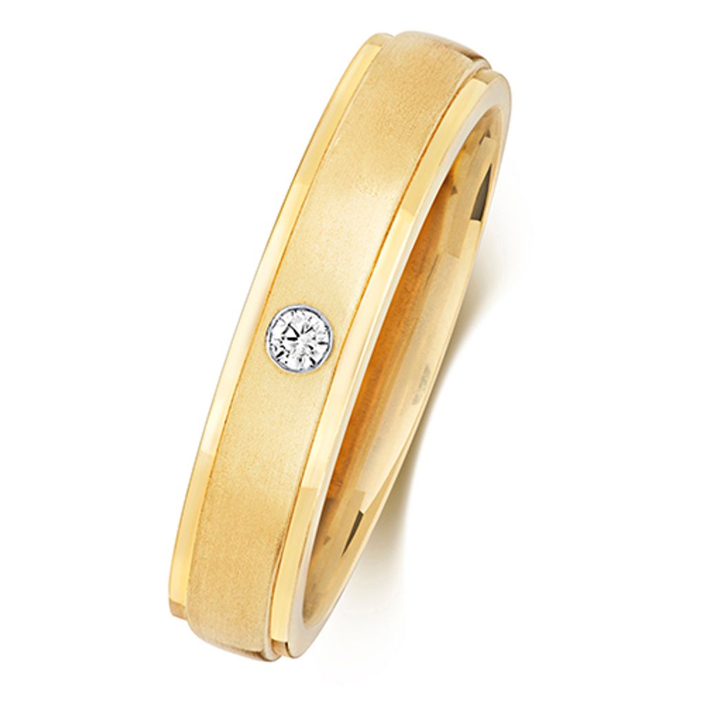 9 Karat (375) Gold 5mm Soft Court Form Diamant Trauring/Ehering/Hochzeitsring Brillant-Schliff 0.05 Karat G - I1 I2, 53 (16.9); TRS380179KYRSM