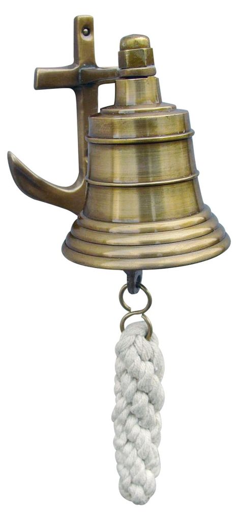 Mini Glocke „antik“ mit Anker-Wandhalterung 5,5cm Messing Schiffsglocke