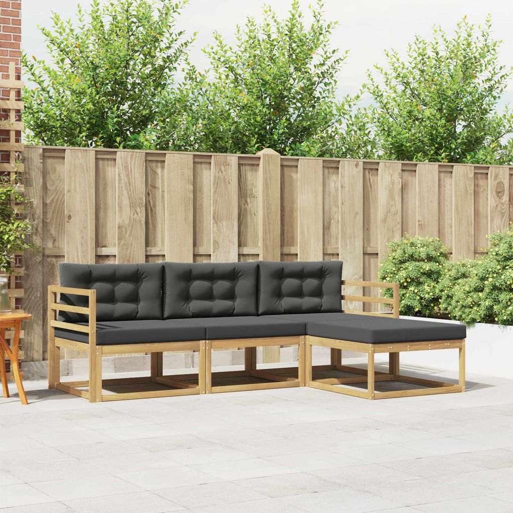 Möbel Outdoor-Sofagarnitur 4 pcs Weiß und Anthrazit PolyesterGartensofas - Gartensofas c2510