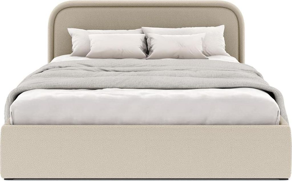 FEDVE Polsterbett JUKO aus Bouclé-Stoff 180x200 cm, Beige