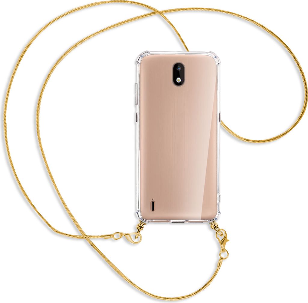 Handykette Backcover-Schutzhülle mit Band (Metall goldfarben) für Nokia 1.3 - goldfarbene Kette Snake