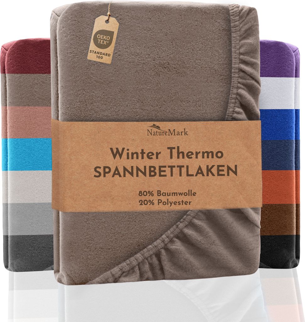 Folded fleece bed sheets in various colors, with a central product label.
