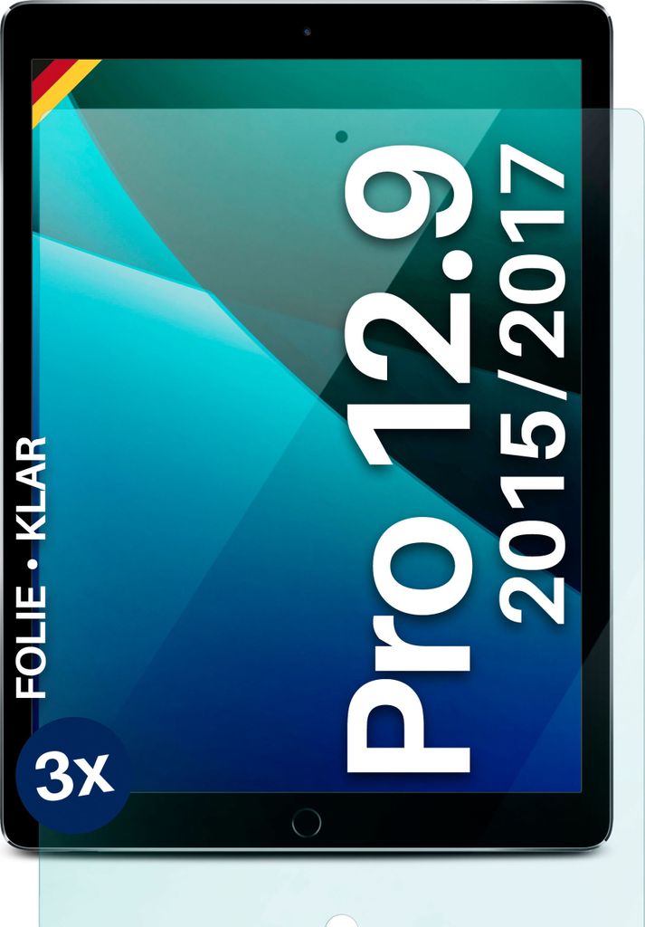 moex 3x Schutzfolie kompatibel mit Apple iPad Pro 12.9 (Gen 1/2) - Displayschutzfolie dünn Folie, Klar