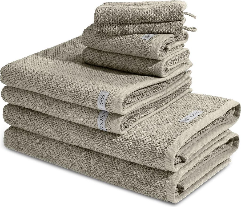 Ross Sensual Skin 2 X Wasch- 2 X Gäste- 2 X Dusch- 2 X Handtuch im Set Walkfrottee aus Baumwolle 500 g/m², Elegantes Design, Zopfmuster mit geweb...